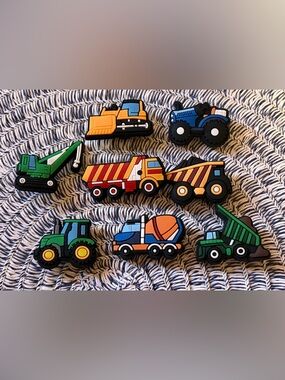 Construction Vehicle Croc Charms Jibbitz Excavator Dump Truck Tractor Kids- 8pc